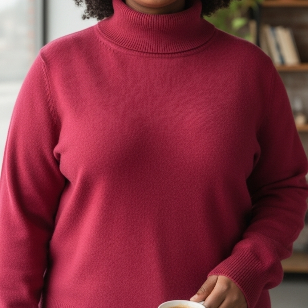 Red Turtleneck Sweater 2X Plus | Lily Morgan Soft Knit Pullover Classic Plus Siz